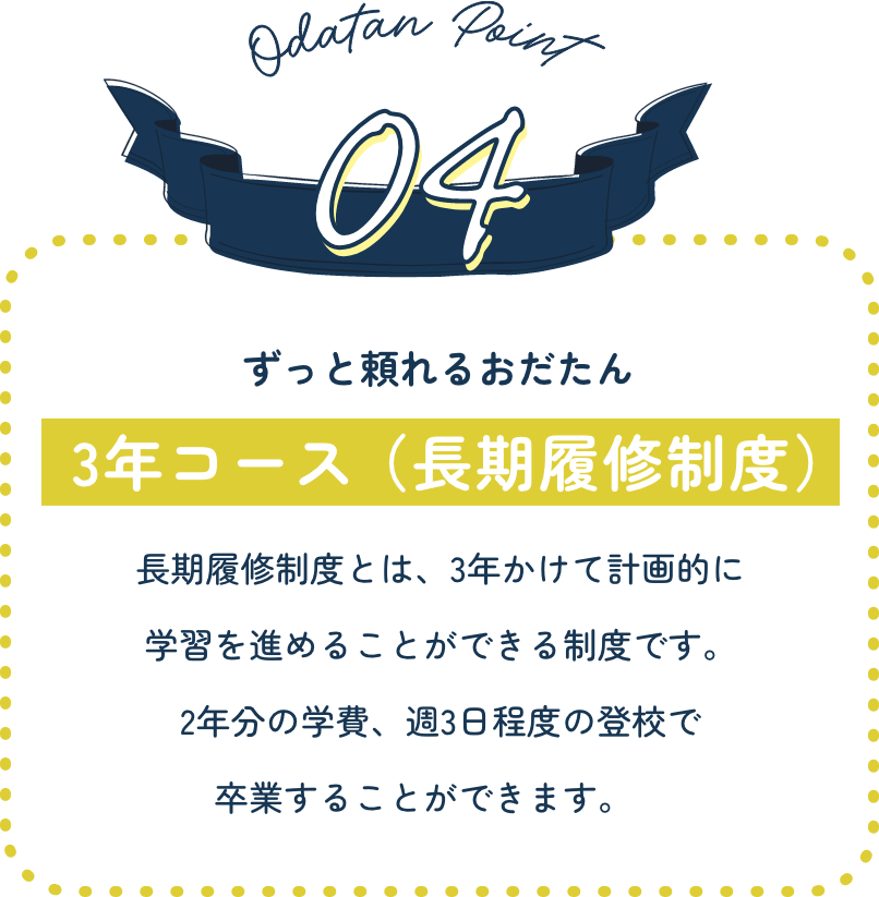 Odatan Point 4 ずっと頼れるおだたん 3年コース(長期履修制度)